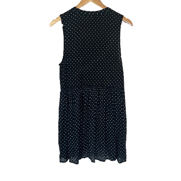 Anthropologie Babydoll Navy Blue Polka Dot Sleeveless Button Up Tunic Top SZ M - Picture 3 of 13